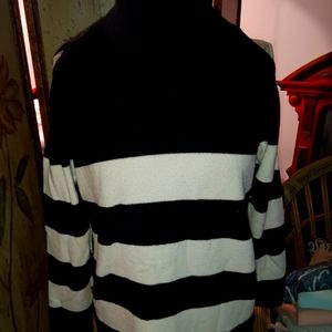 Chico's black and white striped turtleneck